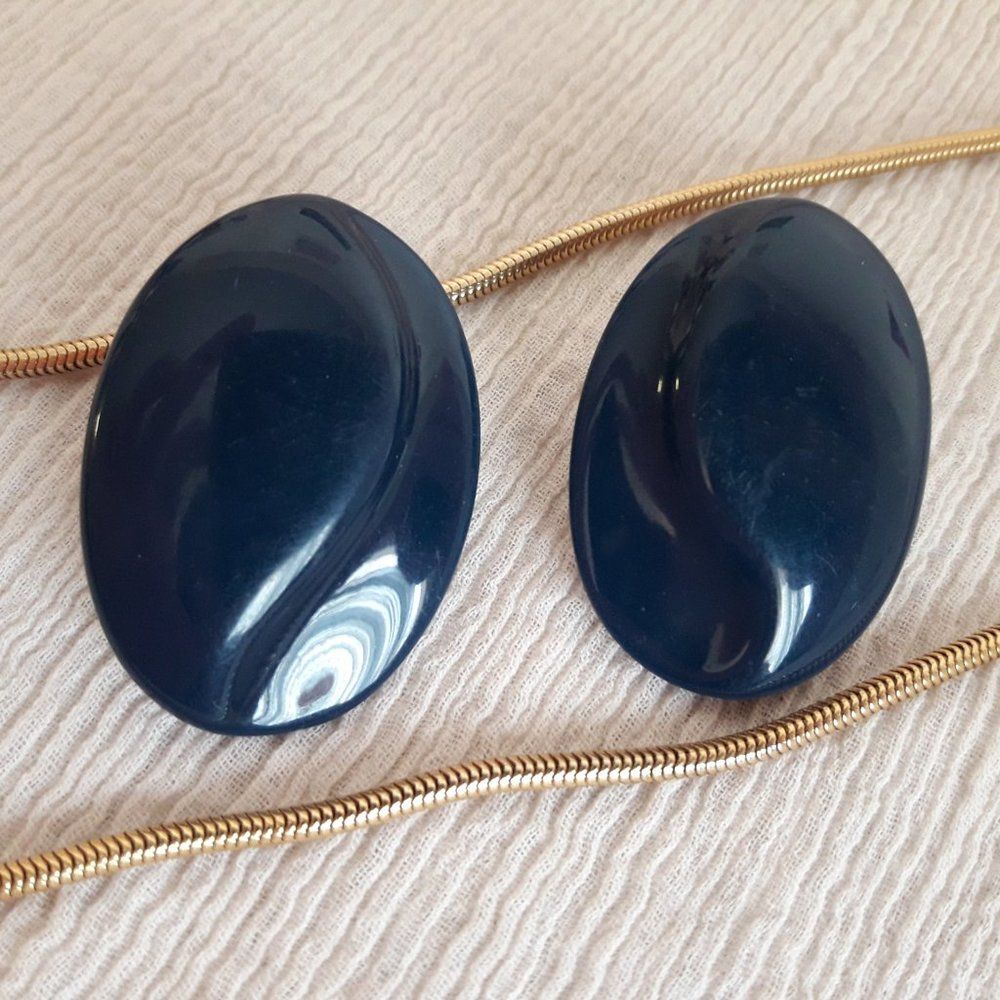 NAPIER Vtg Blue Earrings & Snake Chain Necklace Lot